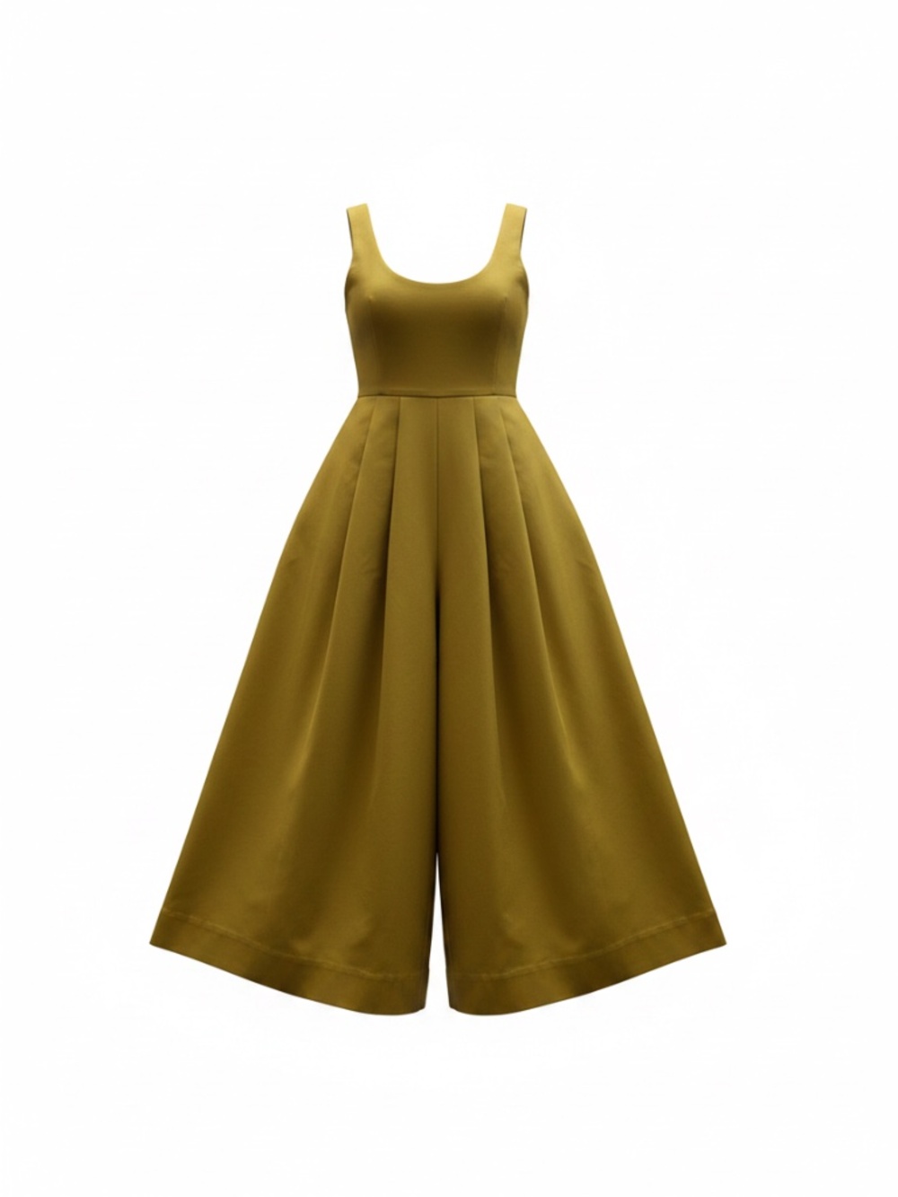 Adriana Degreas Solid Wide Leg Jumpsuit Mustard Yellow Open Back Tie NWT G/L